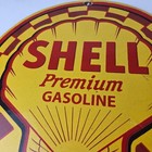 Vintage Shell Gasoline Sign - Gas Pump Porcelainpremium Motor Oil Sign