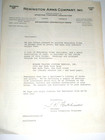 Remington Arms Business Letter   Historical Gallery Of American Guns Brochure