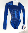 Alpha Factor Axs Gymnastics Competition Leotard Adult Xs Long Sleeves Bling Nwt