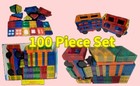 Jumbo Size 100 Pieces Magnetic Tiles Building Blocks With 2 Train Cars