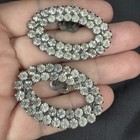 Vintage Clear Rhinestone Shoe Clips Silver-tone Large Oval  1 75  Long