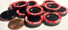 Set Of 12 Vintage Glossy Black Red Rimmed 2-hole Plastic Buttons 7 8  22mm 6110