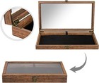 Crafted Wooden Jewelry Display Case Tempered Glass Hinge Lid  Removable Black Lu