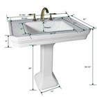 White Vitreous Pedestal Sink Victorian With Widespread Faucet   P-trap Included