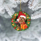 Yorkshire Terrier Dog Christmas Wreath Ornament  Love Dog Christmas Ornament