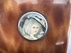 Antique Laquer   Wood   Brass Trinket Box Victorian Woman Ges Gesch Germany