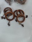 24 Wood Wooden Curtain Rings Clips Drapery Hooks Window Hardware Dark Brown