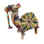 Handmade Anglo Raj Camel India Embroidered Beads Tassels Mirrorwork Fabric