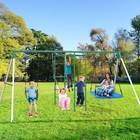 Metal Swing Set For Kids Playground Set W 2 Seats Ladder Outdoor 550lbs Capacity