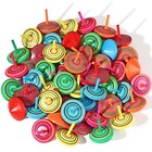 100 Pcs Wood Spinning Tops For Kids  Colorful Wooden Gyroscopes Toy