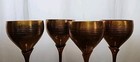 Vintage - Set Of 4 - Solid Brass Tulip Stem Goblets - Made In India
