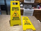 24in Caution Wet Floor Sign  2 Pack Yellow Bilingual Double-sided Commercial