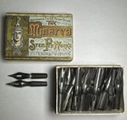 Rare Minerva Steel Pen Works Lot Of 140 Pen Nibs Ledger No 4 With Original Box