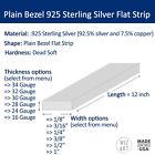 Plain Bezel Wire 925 Sterling Silver Flat Strip  11 Size Variations  Made In Usa