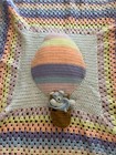 Handmade Pastel 3d Crochet Afghan Baby Blanket Hot Air Balloon W Bear 48 x48 