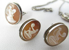 Antique Italian Shell Cameo 800 Fine Silver Parure Necklace Bracelet Ring Set