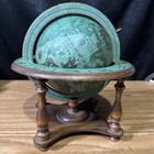 Vintage Old World Zodiac Astrology Wooden Desktop Globe W  Stand