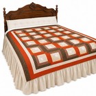 Vintage Handmade Queen Quilt 96x84 Log Cabin Patchwork Fall Cottagecore Calico