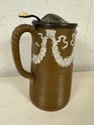 Antique James Dudson Brown Jasperware Ceramic Stein W  Lions   Garland Swag Dec 
