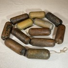 Wood Fishing Floats On Rope Primitive 12 Old Vintage Wooden Nautical Decor Used