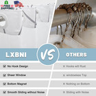 No Hook Grey White Striped Shower Curtain With Snap In Fabric Liner Set - Hotel