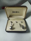 Vintage Sterlingsilver Mid Century Destino Textured Pearl Ball Nib Cufflink Set