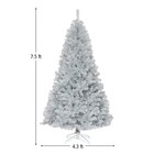 7 5ft Hinged Unlit Artificial Silver Tinsel Christmas Tree Holiday W metal Stand