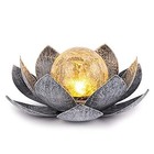 Huaxu Solar Lights Outdoor Garden  Crackle Globe Glass Lotus Decor  Waterproof 