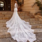 Lace Mermaid Wedding Dresses Backless Appliques Beaded Court Train Bridal Gown