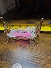 Vintage Miniature Dollhouse Furniture Rocking Brass Cradle Crib High Chair