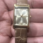 Liz Claiborne 20mm Womens Watch Vintage Y1215 Gold Tone Rectangle Dial Working