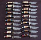 Lot Of 20  6 Inches Handmade Damascus Steel Skinner Knives In Stag Horn W sheath