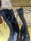 Victorian Edwardian Faux Lace Up Black Leather Ladies Boots High-top Ankle  38 7