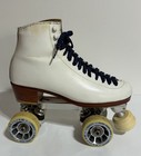 Vintage Riedell Women s White Roller Skates Size 7 Leather Roll-line 63 Us Rare