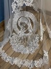 Bridal Veil 1 Tier Virgin Marry Mantilla Lace Embroidery
