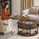 Round Lift Top Coffee Table Circle Center Table For Living Room With Storage