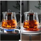 Heat Resistant Glass Teapot With Stainless Steel Tea Strainer Infuser Flower Ket