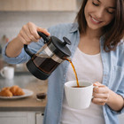 12 Oz Glass French Press Coffee   Tea Maker     Stainless Steel Filter  Single Cup