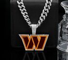 20  Washington Commanders Gem Necklace Gold silver Bling Hip Hop Pendant   Chain