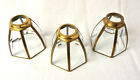 Brass Beveled Glass Lamp Shade Light Fixture Hexagon - Set Of 3
