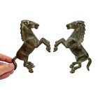 Chinese Verdigris Bronze Rearing Horse Set Of 2 Tang Dynasty Style