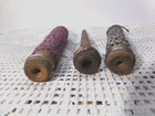 Vintage Wood Sewing Spools Bobbins Spindles 3 Pc  2 W thread Commercial Textile