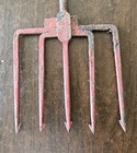 Antique Hand Forged Cast Iron Ice Fishing 5 Tine Prong Spear Gig-fish Eel Frog