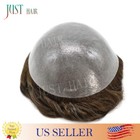 Mens Hair Replacement System All Poly Skin Men Toupee Hairpieces Human Hair Wigs