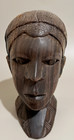 Vintage Heavy Ebony Wood Hand Carved African Tribal Figure Bust Statue Head 8 
