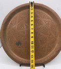 Antique Middle East Persian Islamic Large Copper Tray 16 In Hand Tooled Signed