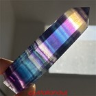 1pc Natural Rainbow Fluorite Obelisk Quartz Crystal Wand Point Gem Reiki Healing