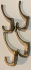 Lot Of 4 Vintage Brass Wall Mount Coat   Hat Hook Two-prong