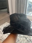 Women   s Adjustable Black Sheer Organza Wide Brim Church dress Formal Hat Rosette