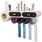 Toothbrush Holder Wall Mountedt With Toothpaste Dispenser  Large Capacity Tray